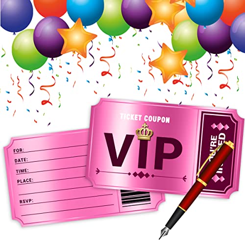 20 Double-Sided Design Birthday Party Invitations With Envelopes，Movie Vip Party Invitations, Baby Shower Party Invites Supplies Favors（Rose Red） #TOP4