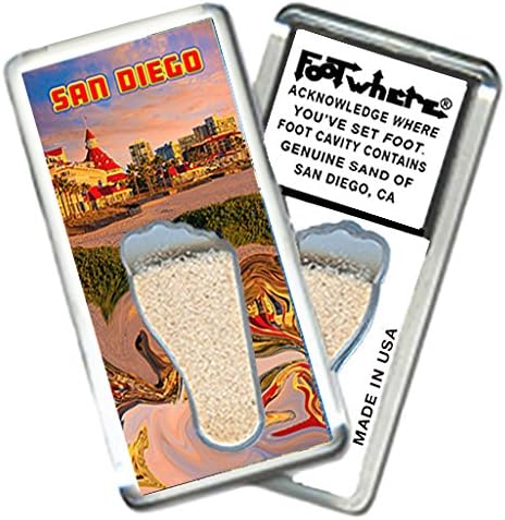 San Diego "FootWhere" Fridge Magnet (SD205 - Orca). Authentic Destination Souvenir acknowledging Where You've Set Foot. Genuine Soil of Featured Location encased Inside Foot Cavity. Made in USA. image 3