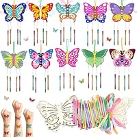 Nourdom 10tlg Schmetterling Windspiel Bastelset Kinder Holz Schmetterling Klangspiele Set kindergeburtstag Klangspiele Holzbastelsets Deko Garten Kreative für Jungen Mädchen