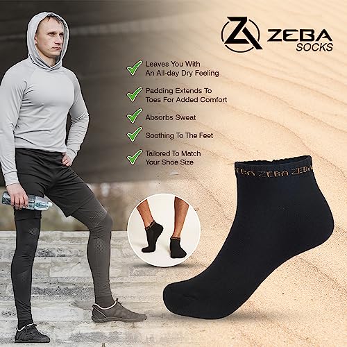 ZEBA PADDED MINI CREW BLACK SOCKS - UNISEX (6-PACK)4