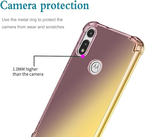 Miniatura 2 de Funda para Moto E 2020, Motorola E 2020 con protector de pantalla de vidrio templado, degradado transparente, delgada, a prueba de golpes, TPU para