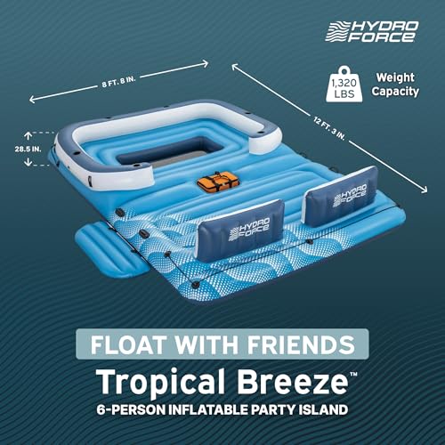 Image of Bestway CoolerZ Tropical Breeze Party Island, Large 6 Person Adult Inflatable Lounger Lake Float