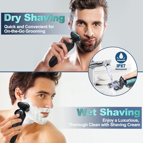 Electric-Razor-for-Men2024-Mens-Electric-Shavers-RotaryLED-Display-100-Waterproof-Cordless-Razor-WetDry-ShavingElectric-Shaver-for-Men-Includes-Nose-Hair-Trimmer-Beard-Trimmer-Travel-Shaver