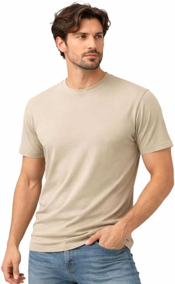 Men’s T-Shirt 100% Cotton Premium Crew Neck, Short Sleeve, Regular Fit, Solid Casual Tee