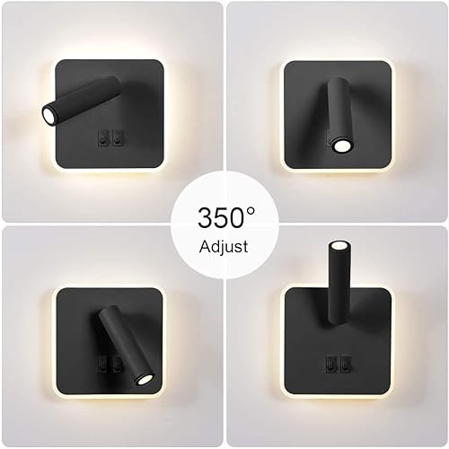 Miniatura 3 de Kawell Apliques de pared LED modernos 2 en 1 8 W luz de pared LED interior con interruptor giratorio de 350  3W lámpara de pared de lectura LED para