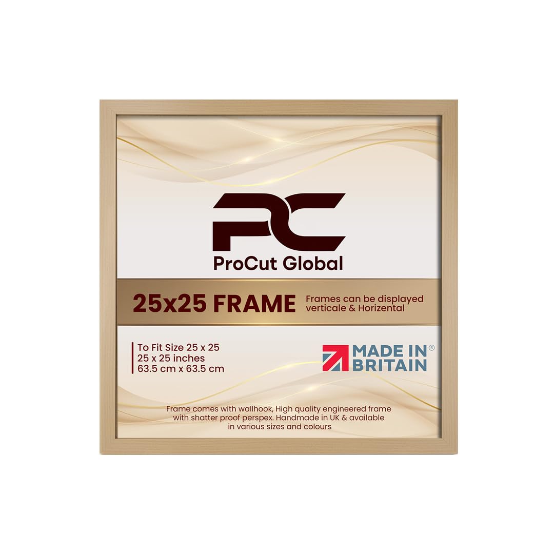 Procut Global 25X25 Country Pine Picture Frames - Modern Wooden Photo Frame with Shatterproof Perspex for Wall or Tabletop - Perfect for Posters, Certificates, Prints - Sizes & Colors Available — image 1