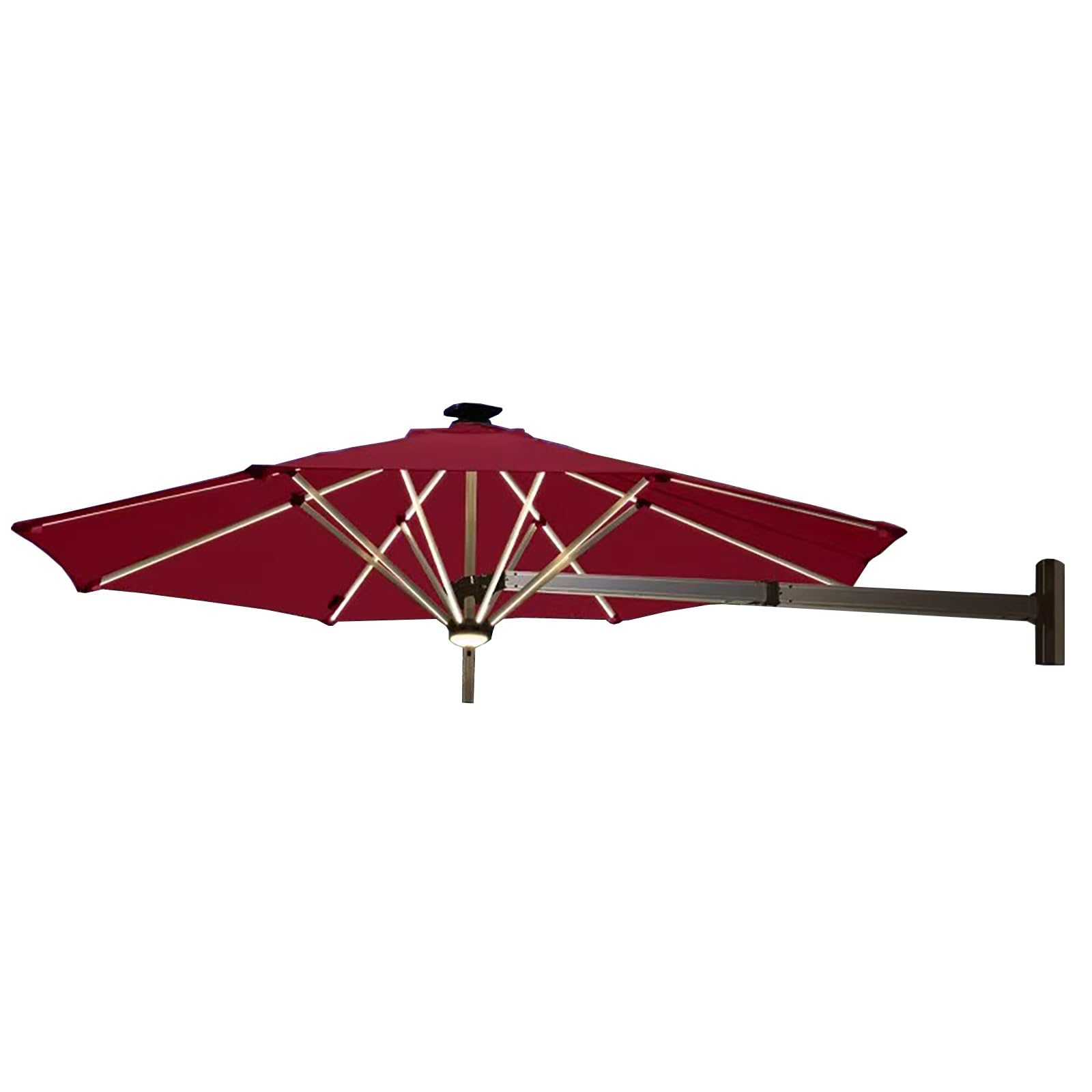 Solarny parasol tarasowy, naścienny, aluminiowa rama, parasol przeciwsłoneczny, przechylany parasol ze światłami LED