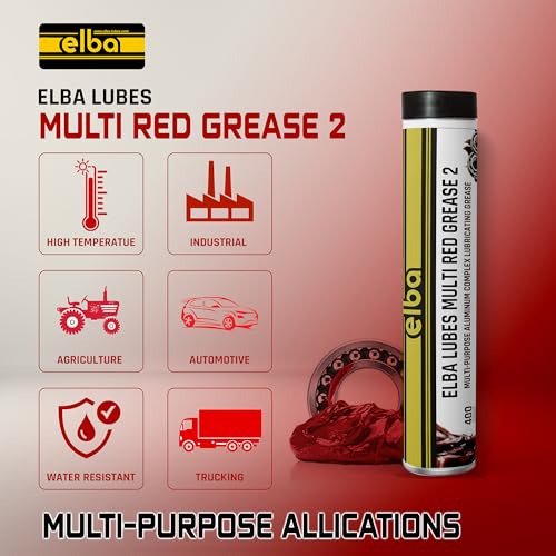 RED Grease NLGI 2 | SEMI-Synthetic Grease | HIGH Temperature Grease | Heavy Duty Multi Purpose Grease| EP 2 | for Agriculture, Industrial and Automotive Bearing (400 Grams) Made in USA - Thumbnail 4