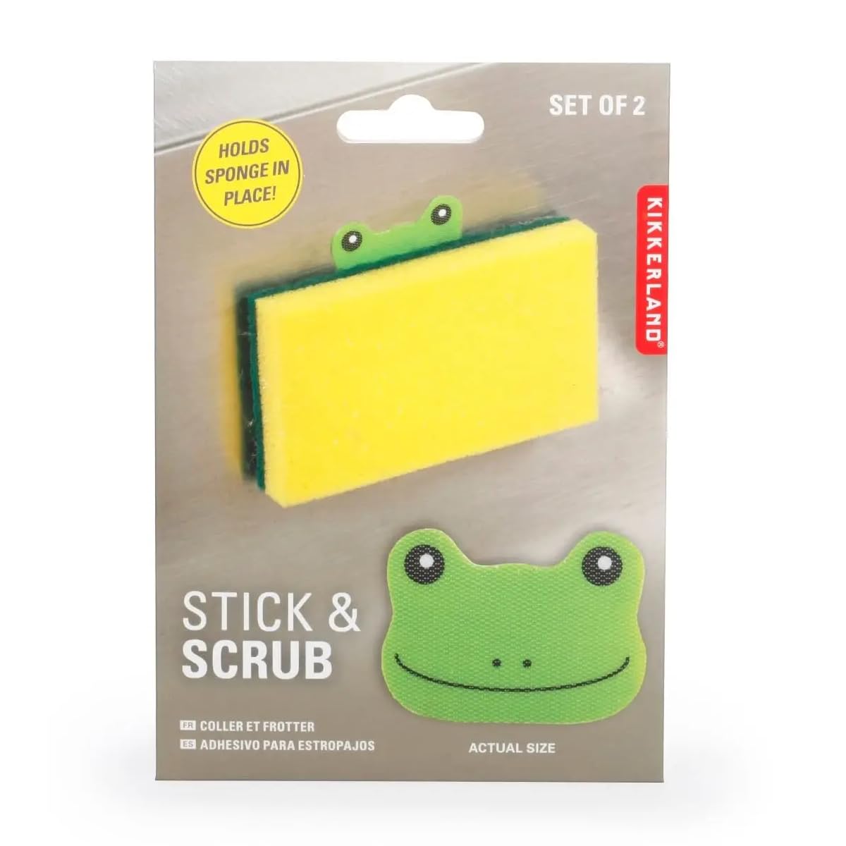 Kikkerland Multicolor Set Of 2 Sponge Holders Frog Stick And Scrub