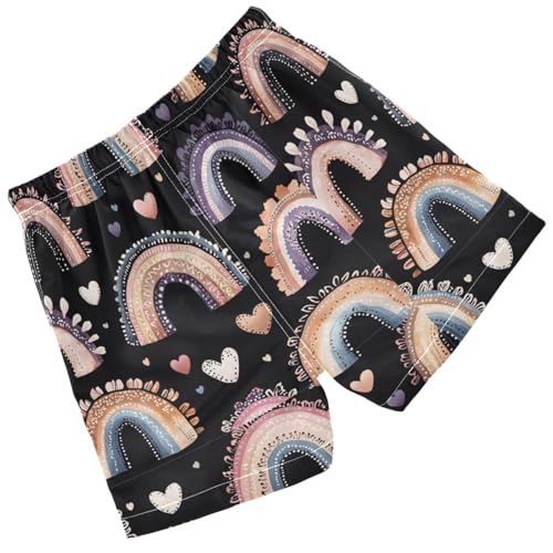 Pigsaly Boys Swim Trunks Adorable Rainbows Heart Boys Board Shorts Swimsuit Swimwear Summer Bathing Suit XS2