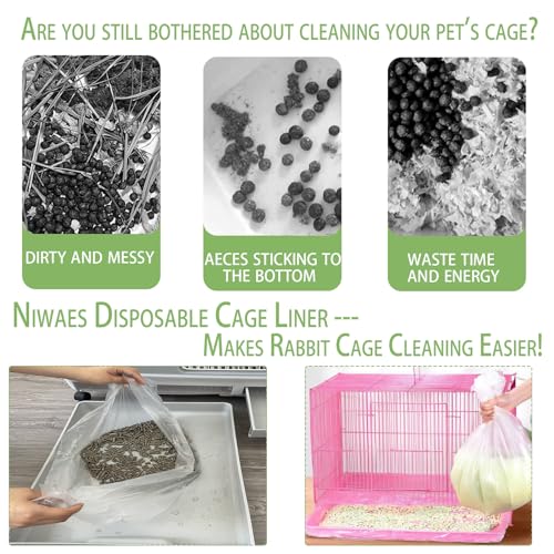 Niwaes 200 peças de forro descartável para gaiola de coelho, 89 cm x 69 cm, forro de bandeja de gaio