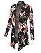 BH B.I.L.Y USA Women's Open Front Drape Hem Light Weight Cardigan Floral Printed Black 1 XXX-Large