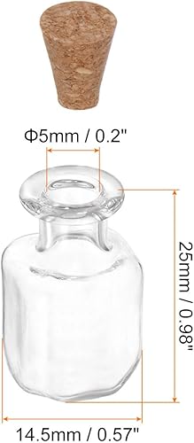 Miniatura 2 de HARFINGTON 20 mini botellas de vidrio con tapones de corcho, pequeños frascos de vidrio en forma cuadrada, pequeños frascos de vidrio transparentes