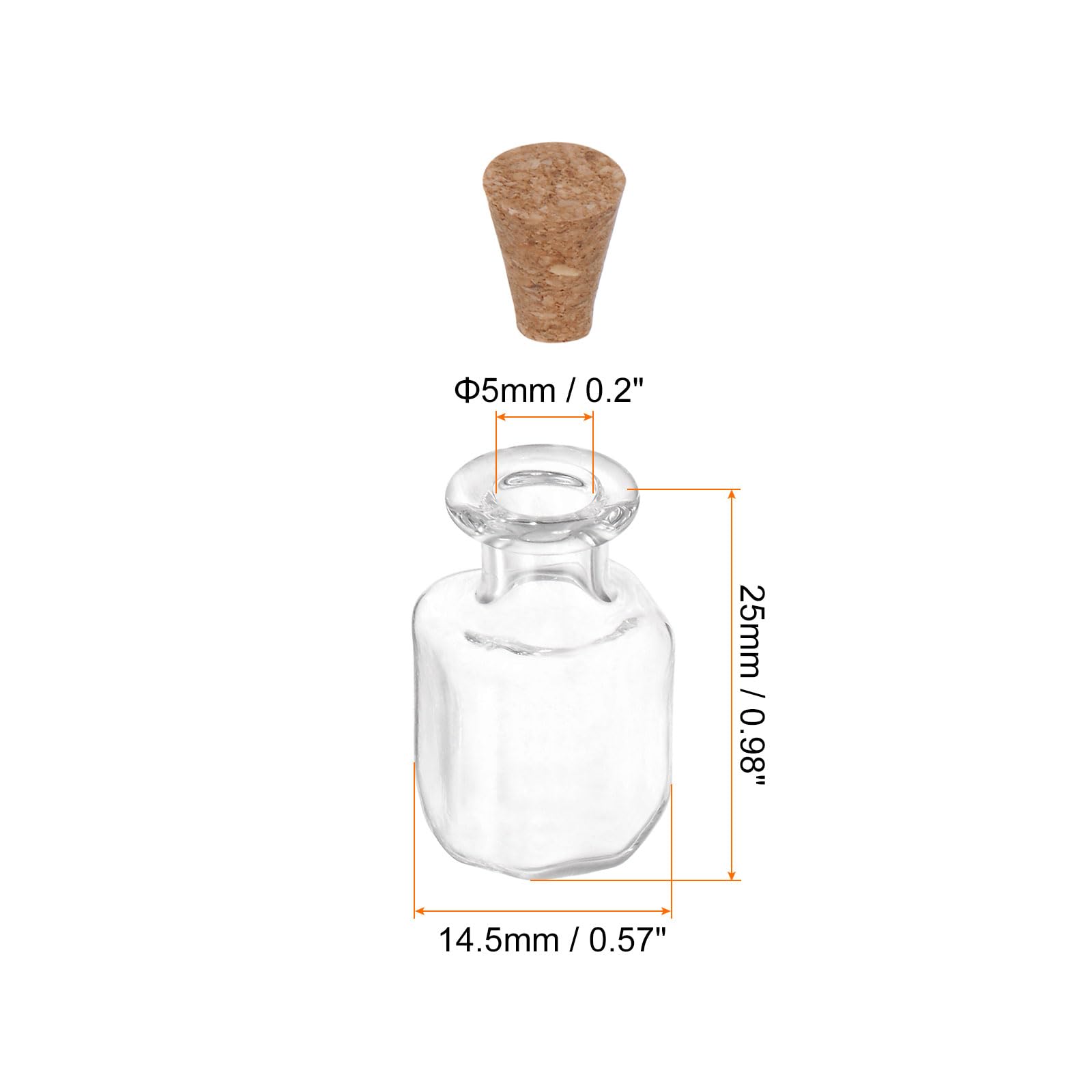 HARFINGTON 20pcs Mini Glass Bottles with Cork Stoppers Square Shaped Tiny Glass Jars Small Glass Vials Transparent Clear Wishing Bottles for DIY Art Crafts Party Decoration