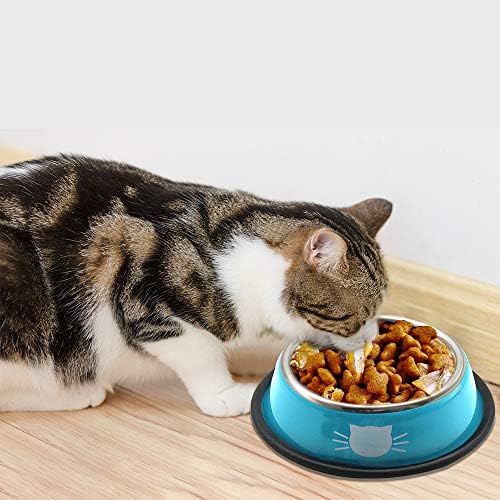 DMSL Cat Bowls Cat Bowl Set of 2 Non-Slip Stainless Steel Cat Bowl Cat Water Bowl Cat Bowl Raised Bowls and Drinking for Pet