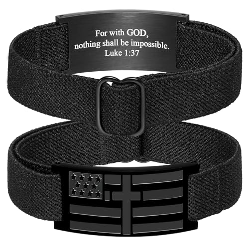 Bracelets for Boy Men American Flag Cross Bible Verse Bracelet Christmas Birthday Easter Christian Gifts for Dad Daddy New Dad Husband