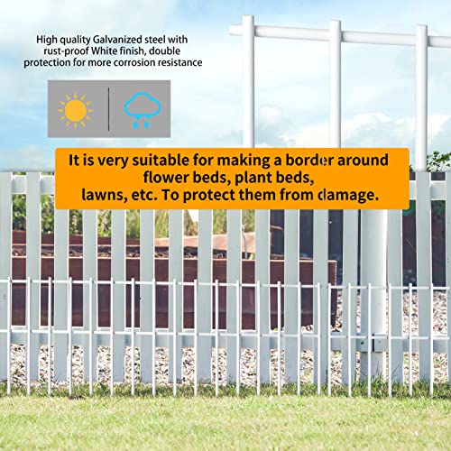 White Animal Barrier Fence,2 Pack 15" H X 24" W No Dig Underground Decorative Garden Fencing,Pet Dog Rabbits Fences Panel,Stakes 1.5 Inch Spike Spacing, For Outdoor Yard Patio #TOP4