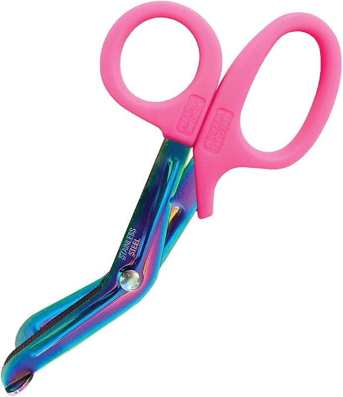 Prestige Medical Tijera utilitaria para enfermera de 5,5 pulgadas, acabado arcoíris/rosa fuerte