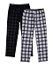 Calvin Klein Boys' Super Soft Brushed Micro Pajama Pant 2-Pack, Black City Plaid/Black Window Pane Plaid, Small