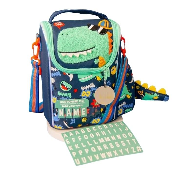 Image of Lunch Bag for Kids, Lunch Bag for Office Men, Women and Kids, Canvas Tiffin Bags for School, Picnic, Work, Carry Bag for Lunch Box and Water Bottle (Vertical Dinosaur)