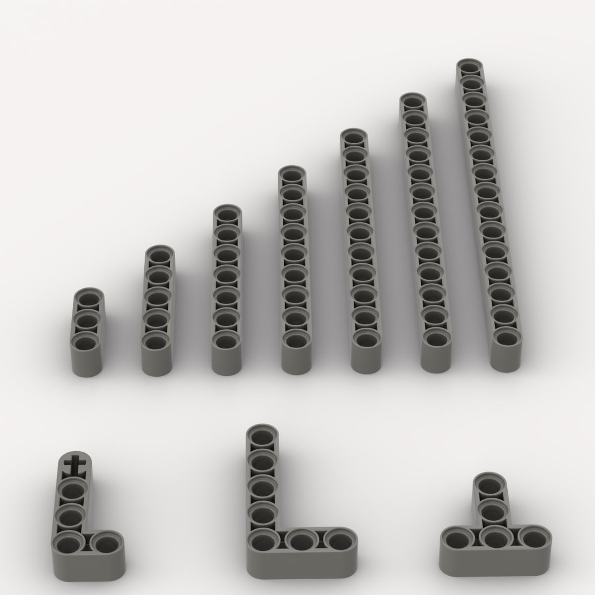 Liftarms Assortment Pack - 80 Dark Gray Liftarms Beams with 10 Sizes, Compatible with Lego Parts