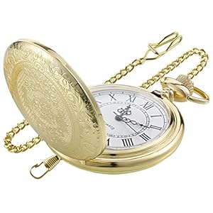 Tiong Smooth Shield Round Case Quartz Pocket Watch Japan Movement with Belt Clip Chain