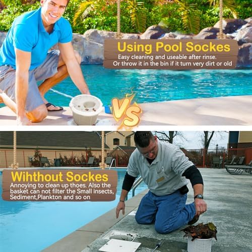ROMIVO 50 Pack Pool Filter Socks for Skimmer, Skimmer Inground Or Above Ground Filter, Ultra Fine Mesh Screen Liner Basket Sock Scum Saver, Debris Leaves Catcher,White — view 3