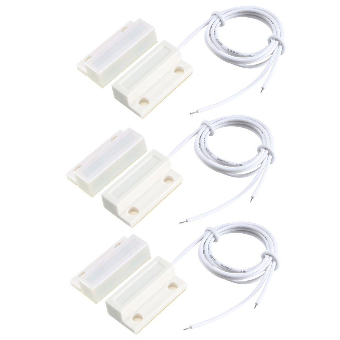 uxcell 3pcs MC-38 Surface Mount Wired NO Door Sensor Alarm Magnetic Reed Switch White