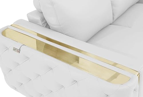 Miniatura 7 de Blackjack Furniture Reggio Collection - Sala de estar de cuero italiano de grano completo con marco de madera brasileña y patas de acero inoxidable,