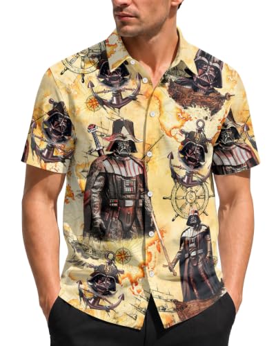Image of 99TIMORO Horror Movie Men's Halloween Button Down Shirts Short Sleeve Top