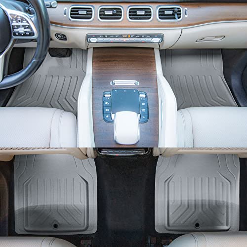 Image of FH Group Faux Leather Deep Dish Car Floor Mats - Trim-to-Fit, Universal Fit Full Set Automotive Floor Mats for Cars, SUVs & Trucks, Durable All-Weather Interior Protection, Gray