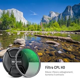 NEEWER 58mm Filtro CPL con Copriobiettivo, Filtro Polarizzatore Circolare Ultra Sottile, Rivestimento Nano, Vetro Ottico HD per Lente Fotocamera, Riduce Riflessione e Abbagliamento, Aumenta Contrasto