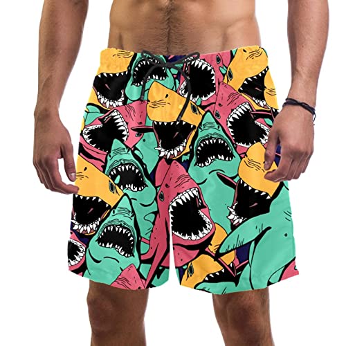 Maillots de bain requins colorés JDEZ short de plage léger pour hommes