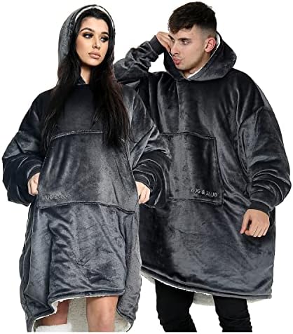 GC GAVENO CAVAILIA Oversized Blanket Hoodie For Adults, Extra Warm Fleece Plush Hoodie Blanket, Snuggle Wearable Blanket with Hood, Comfortable Sweatshirt Throw, Charcoal