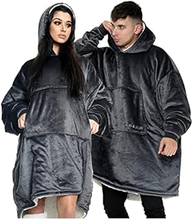 GC GAVENO CAVAILIA Oversized Blanket Hoodie For Adults, Extra Warm Fleece Plush Hoodie Blanket, Snuggle Wearable Blanket with Hood, Comfortable Sweatshirt Throw, Charcoal
