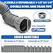 Cinsda Double Sink Drain Kit, Flexible Sink Drain Pipe 1-1/2 & 1-1/4 P Trap Fits Sink Bowl Drain, Expandable Plumbing Kit for Kitchen, Bathroom, Gray