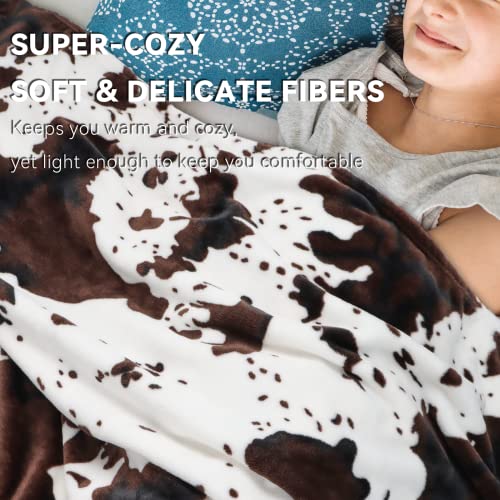Image of GEULAY Cow Print Blanket King Size 90 inchx108 inch | Throw Blanket for Bed, Lightweight, Extra Large, Fuzzy Fleece, Western Farmhouse Decor, All Seasons