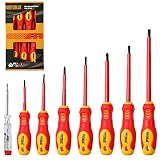 UNITEDLUX 8-Piece 1000v Insulated Screwdriver Set, Magnetic Tip Tip Phillips Slotted Bits Include El