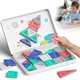 YOGOHEE Mattoncini magnetici da viaggio a partire dai 3 anni, 40 pezzi di mattoncini magnetici Montessori, giocattolo educativo con scatola di stagno portatile e piastra di gioco integrata, mattoncini