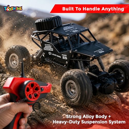 Image of Toyshine 1:18 Scale 40mhz Frequency Remote Control High Speed Alloy Off Road Rock Crawler Fast Racing Vehicle Electric Hobby Toy Car for Kids Adults - Black