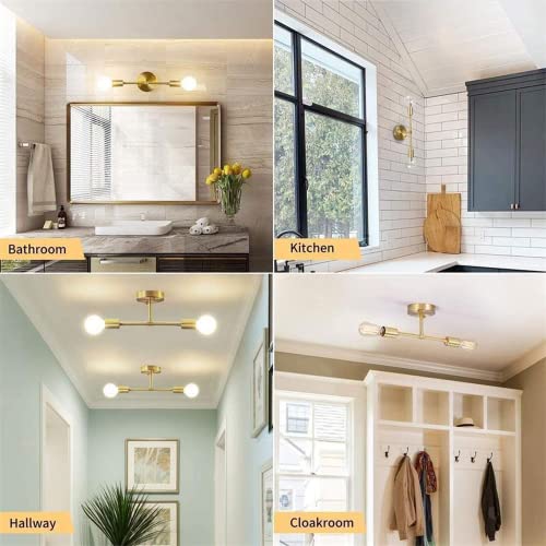 Aplique de pared largo dorado de latón cepillado para espejo de baño y pasillo 3