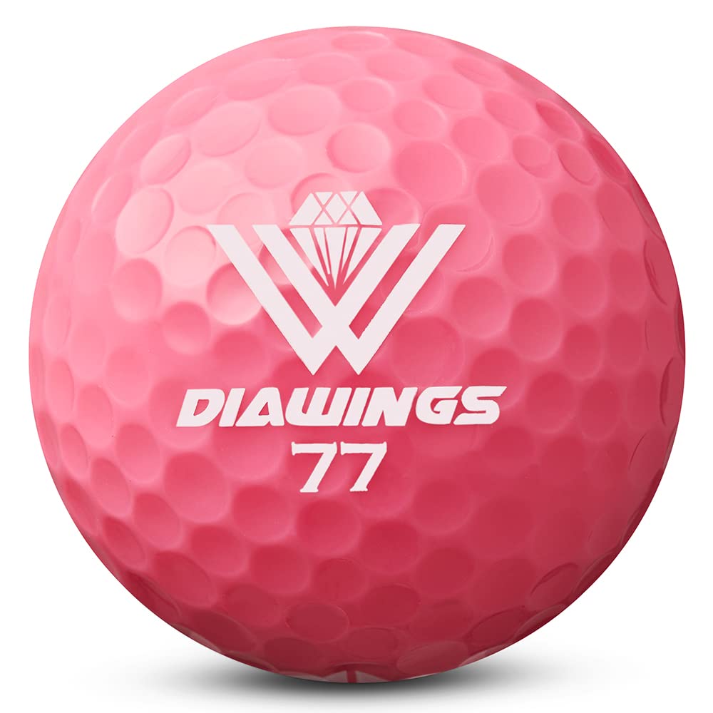 Diawings Max Distance Golf Balls for Maximum Distance, Anti Slice, Low Spin, Straight Shots | Half Dozen X 2, 12 Balls | White, Pink, Orange, Yellow (Pink)