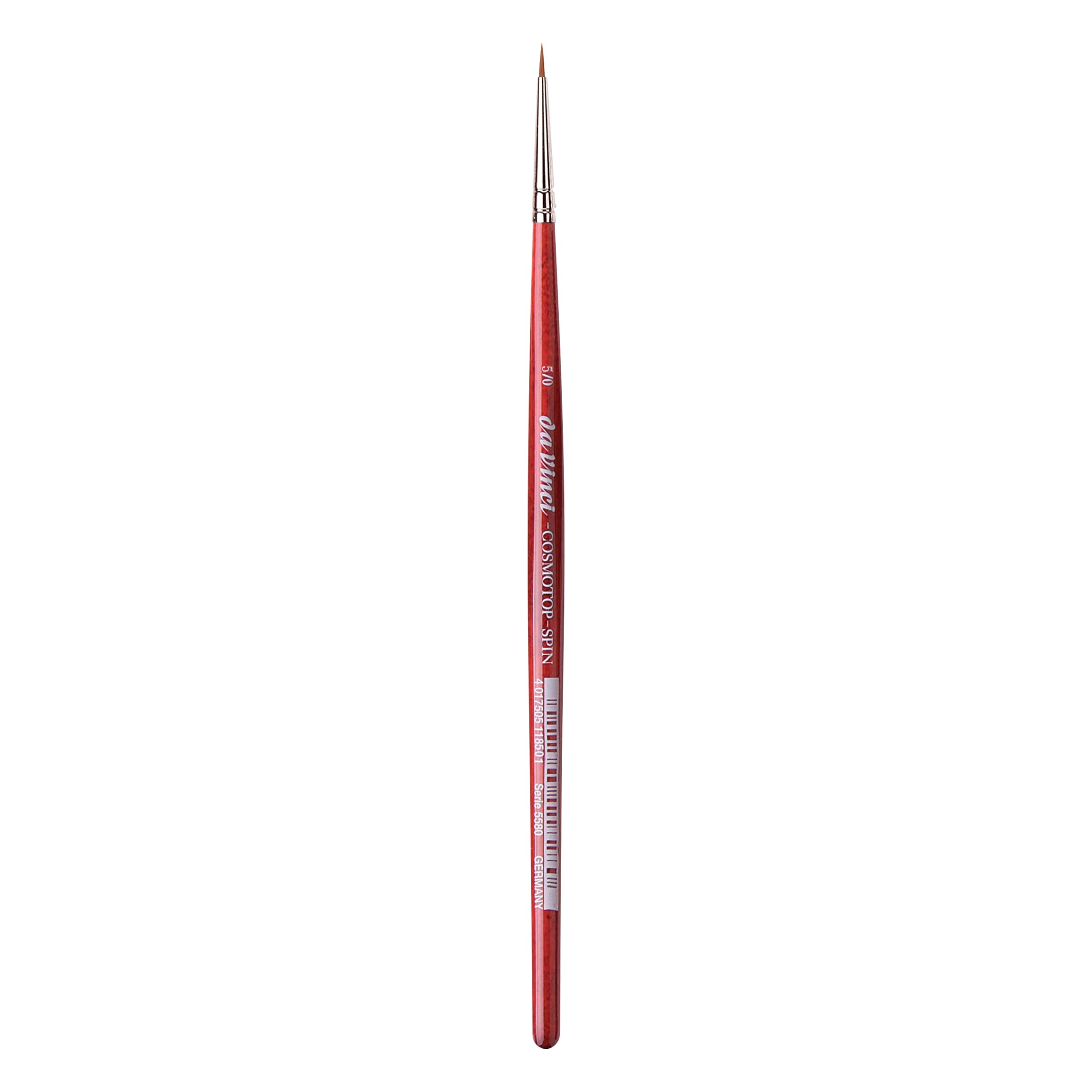 da Vinci Watercolor Series 5580 CosmoTop Spin Paint Brush, Round Synthetic with Red Handle, Size 5/0 (5580-5/0)