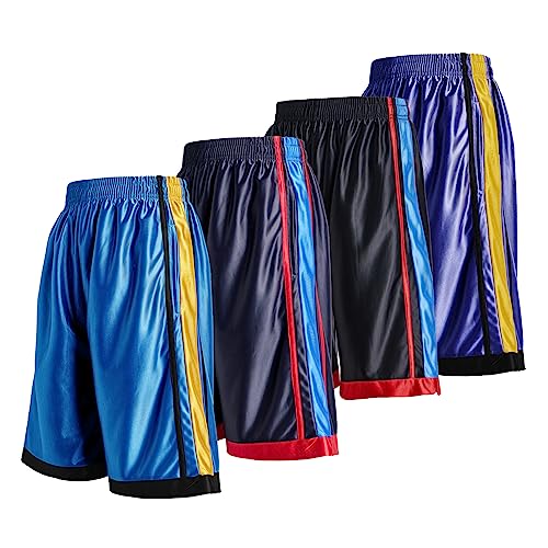 LeeHanTon 4 Pack Mens Athletic Gym Shorts Quick Dry Workout Lightweight Basketball Shorts with Deep Pockets Elastic Waistband