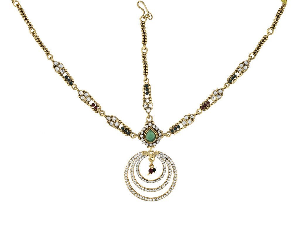 Vama Fashions Multicolor Stone Bridal MathaPatti Style Maang Tikka Damini for Women