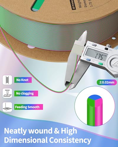 Image of LANDU Silk Tri-Color PLA Filament 1.75mm 1Kg, Triple Color Silk PLA Filament, Silk Rainbow PLA Filament, Neatly Wound 3D Printer Filament, 3 in 1 Multi Color Filament + /-0.02mm, Silk Red Blue Green