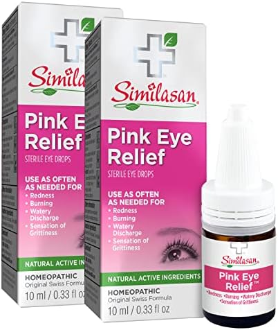 Similasan Pink Eye Relief Drops 0.33 fl oz 2 Count, for Temporary Relief from Red Eyes, Itchy Eyes, Burning Eyes, and Watery Eyes, Formulated with Natural Active Ingredients