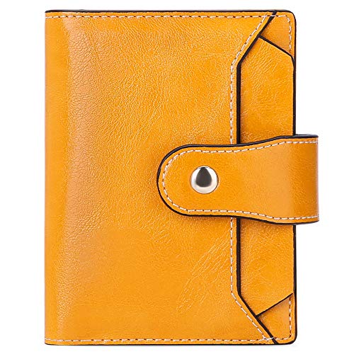 GOIACII Women Wallet RFID Blocking Leather Small Bifold Zipper Pocket Wallet Compact Card Case Purse with ID Window