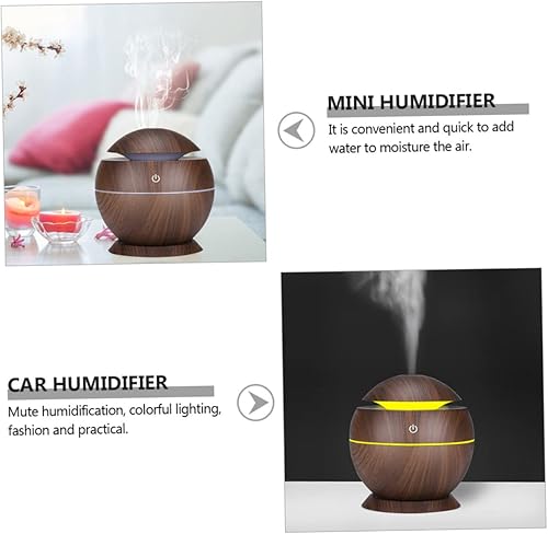 Miniatura 9 de Mini humidificador de aire USB con iluminación silencioso difusor de aroma para oficina en casa coche prevenir la piel seca invierno diseño de grano