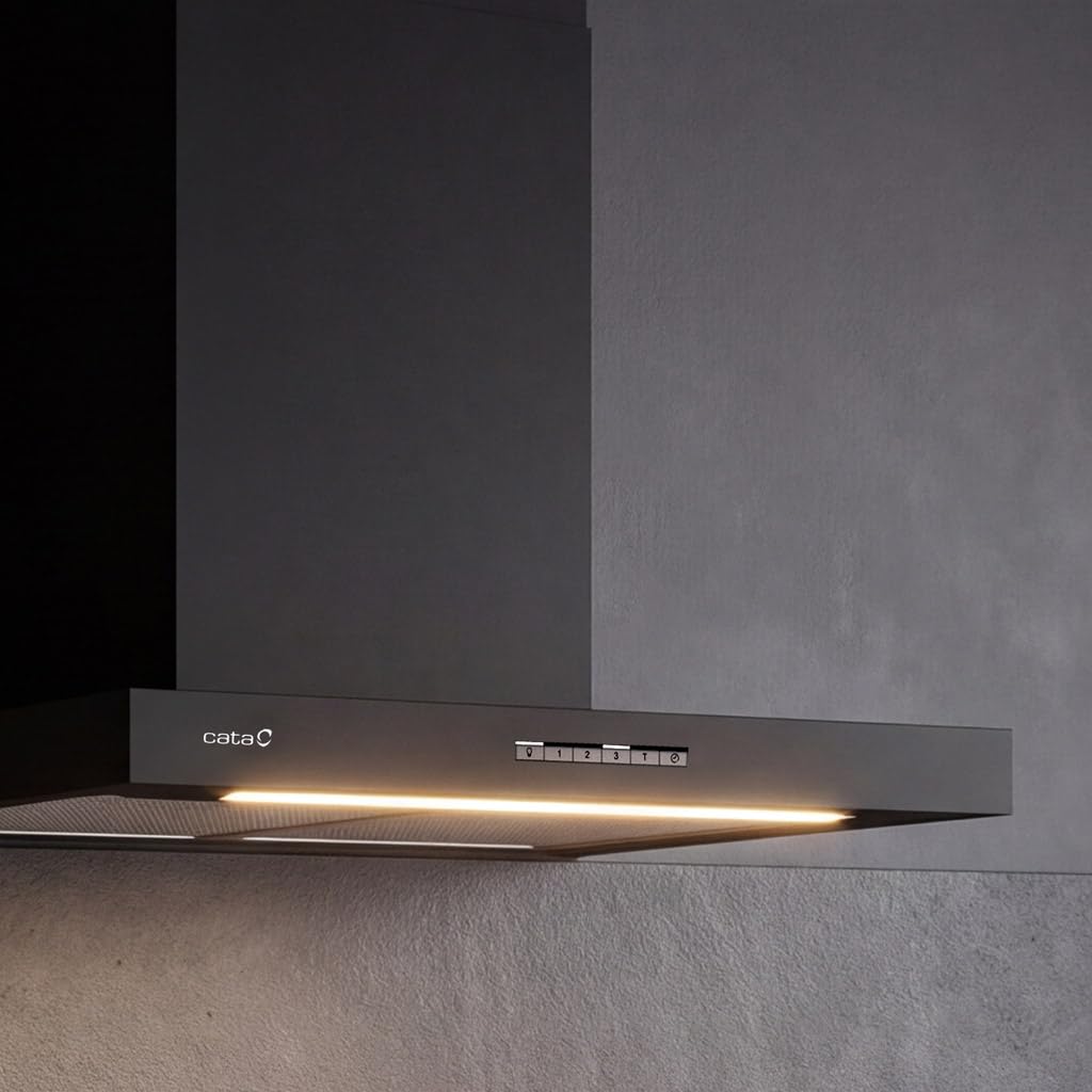Cata Sygma 6010 BK - Cappa aspirante a 4 livelli di estrazione 3+1 Turbo Pannello di controllo elettronico Motore BT3 Extra Silenzioso Illuminazione LED Filtri Lavabili in Lavastoviglie Larghezza 60